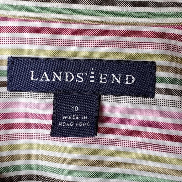 Lands End Pinstripe Button Down Multicolored Sz 10 - Picture 6 of 9